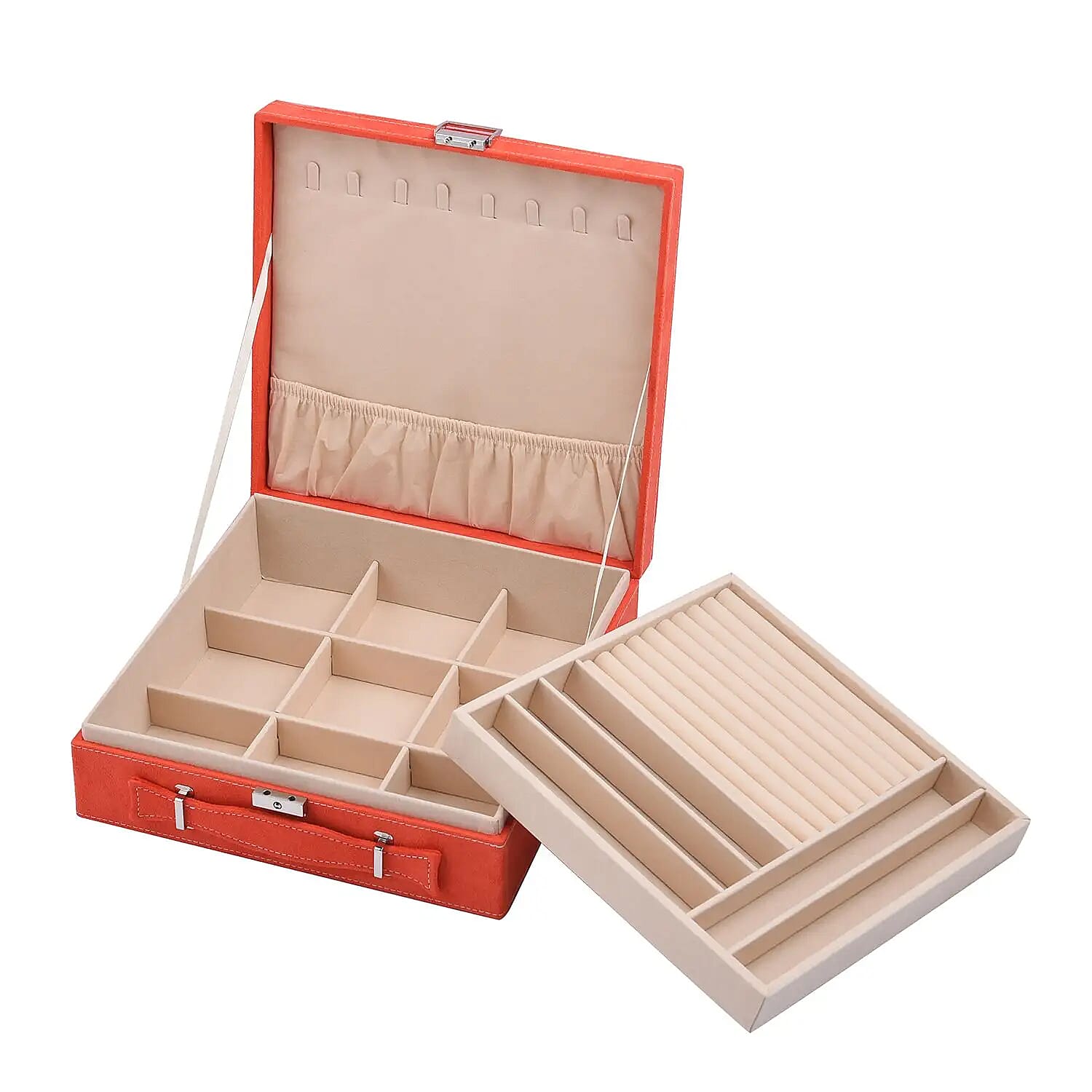 Jewelry Organiser Box Velvet Briefcase 2Tier AntiTarnish and Scratch Interior - Picture 37 of 37