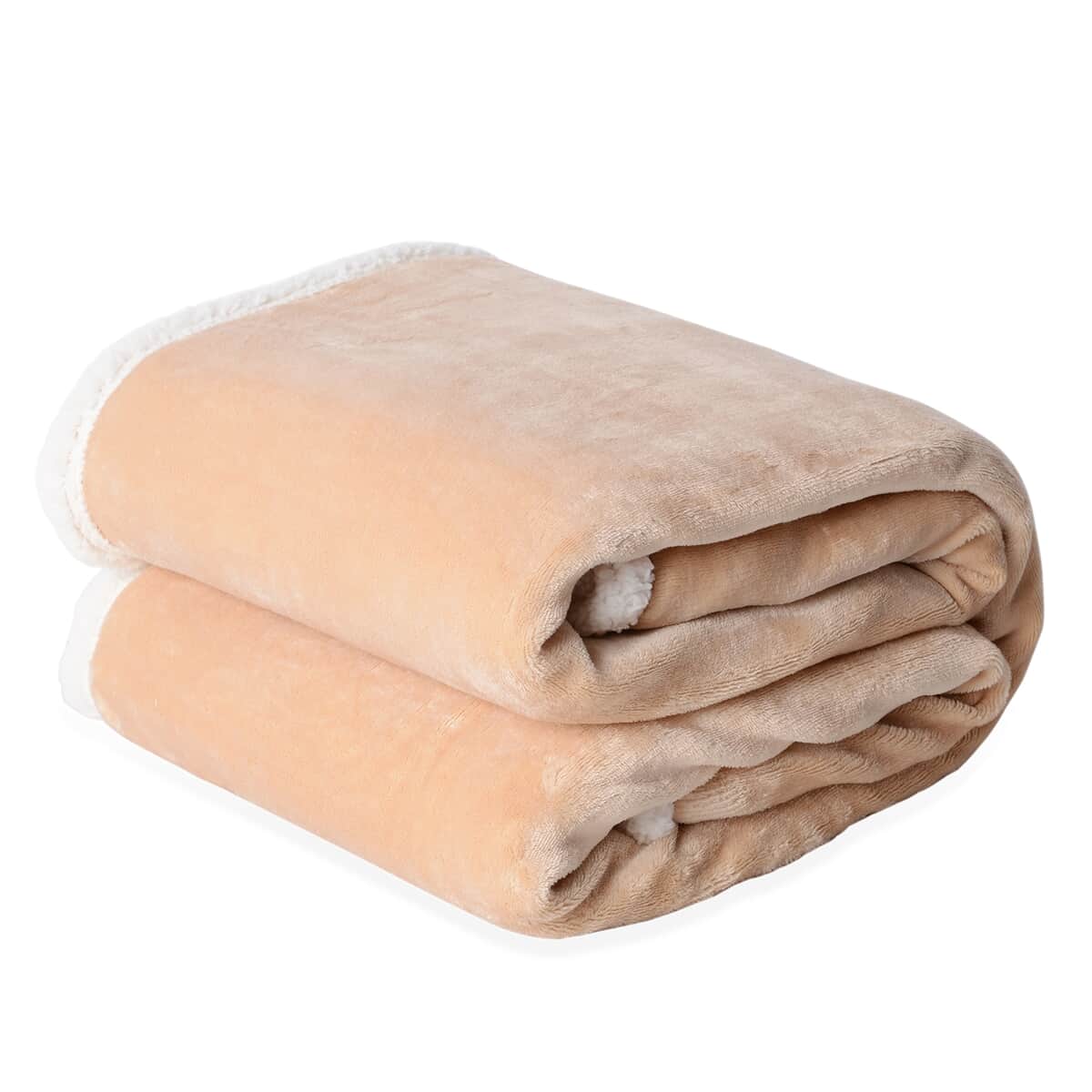 Homesmart Beige Velvety-Soft Reversible Flannel Sherpa Blanket, Soft Blanket, Bed Throws, Cozy Blanket, Throw Blanket image number 2