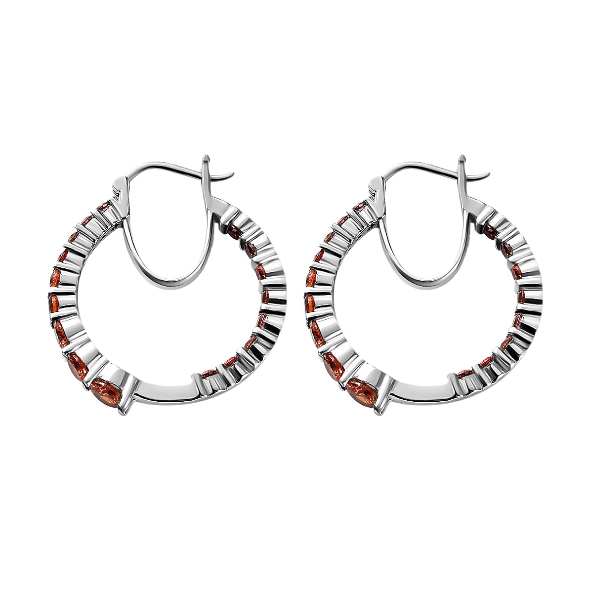 Simulated Orange Diamond Earrings in Stainless Steel| Inside Out Hoops| Simulated Diamond Jewelry For Women 7.25 ctw