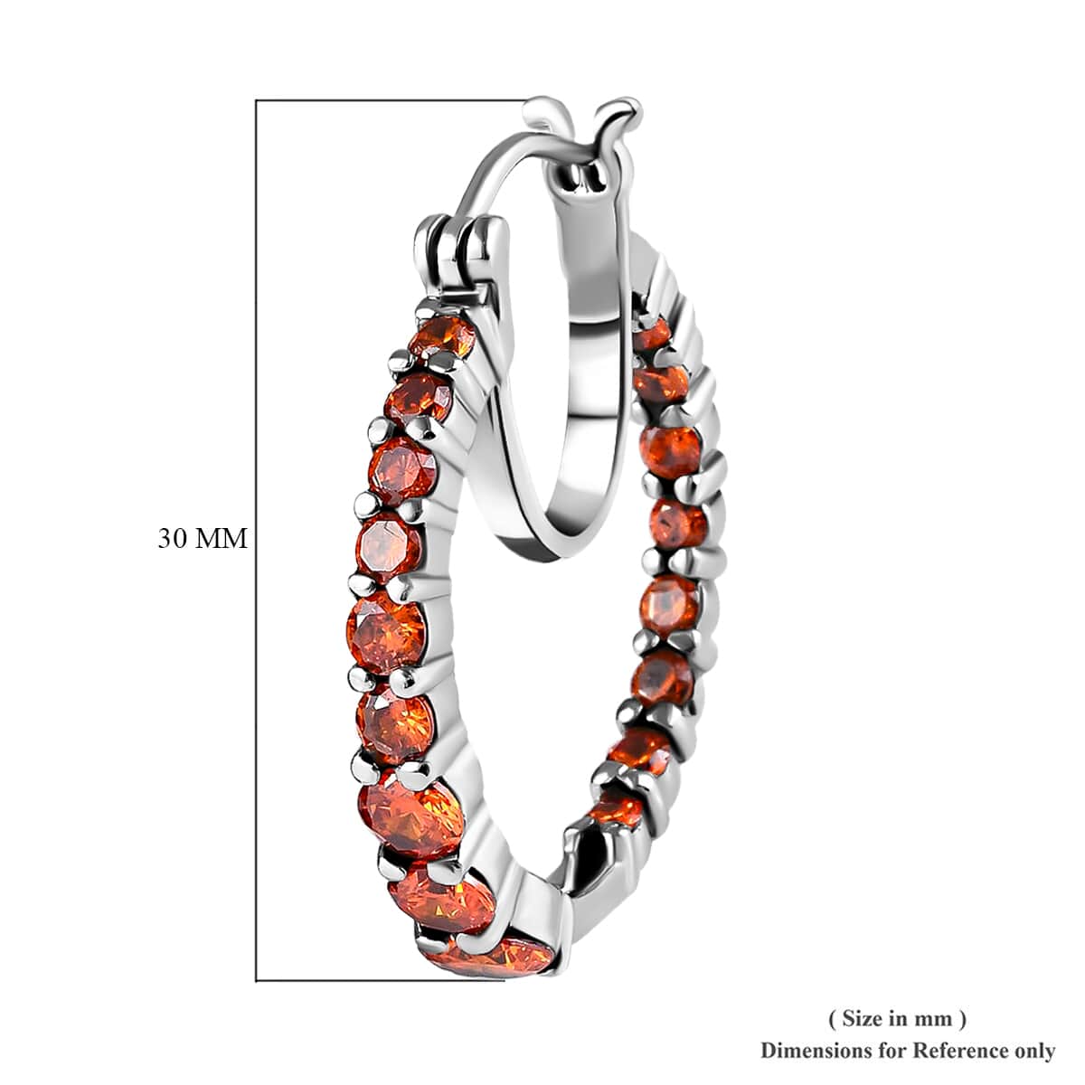 Simulated Orange Diamond Earrings in Stainless Steel| Inside Out Hoops| Simulated Diamond Jewelry For Women 7.25 ctw image number 4