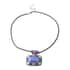 60.25 ctw Lapis Lazuli and Enameled Pendant With Hematite Beaded Necklace 18 Inch in Stainless Steel image number 0