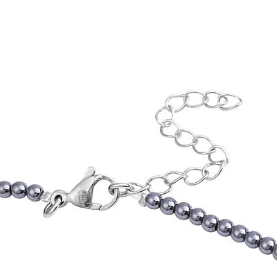 Lapis Lazuli Bead Pendant Necklace in Stainless Steel, Enameled Pendant With Bead Necklace 60.25 ctw (18 Inches)