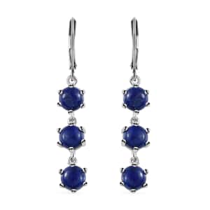 Karis Lapis Lazuli Lever Back Earrings in Platinum Bond, Dangle Drop Earrings, Wedding Gifts 7.25 ctw