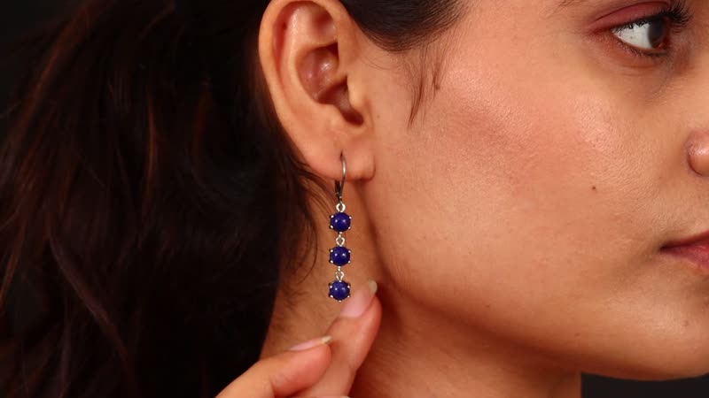 KARIS Lapis 6.95 ctw Lazuli Lever Back Earrings in Platinum Bond