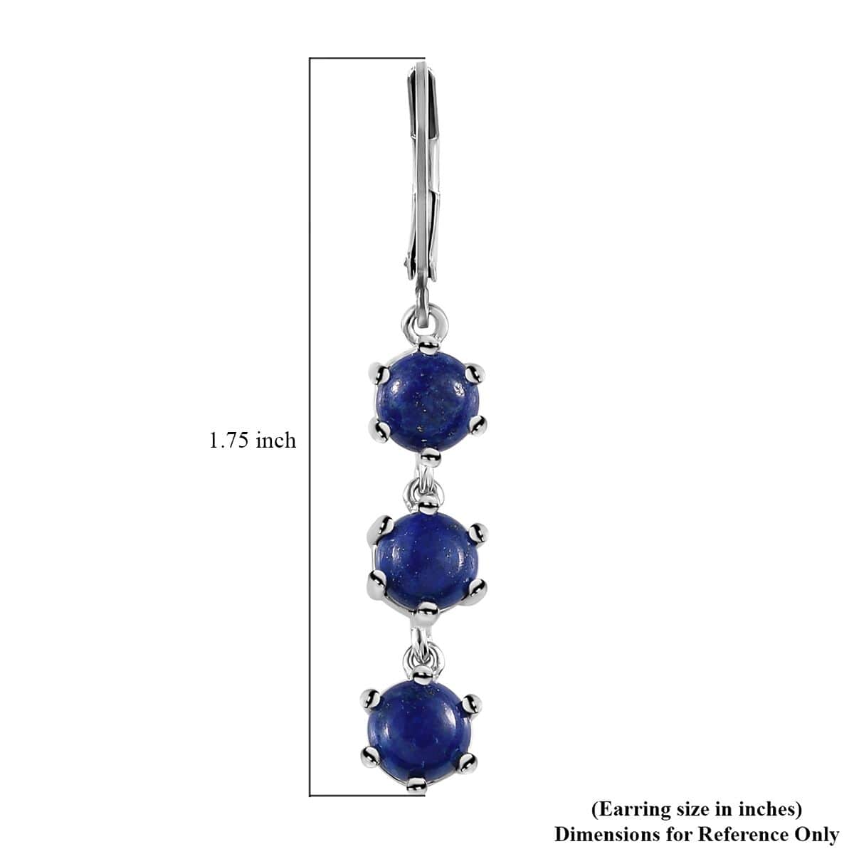 Karis Lapis Lazuli Lever Back Earrings in Platinum Bond, Dangle Drop Earrings, Wedding Gifts 7.25 ctw image number 7