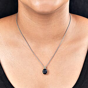 Australian Black Tourmaline and Thai Black Spinel 3.75 ctw Pendant Necklace in Vermeil YG and Platinum Over Sterling Silver 20 Inches