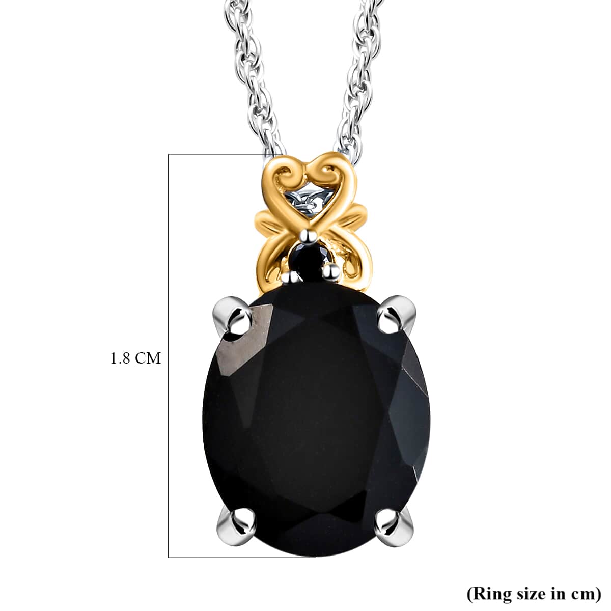Australian Black Tourmaline and Natural Thai Black Spinel Pendant Necklace 20 Inches in Vermeil Yellow Gold and Platinum Over Sterling Silver 3.65 ctw image number 5