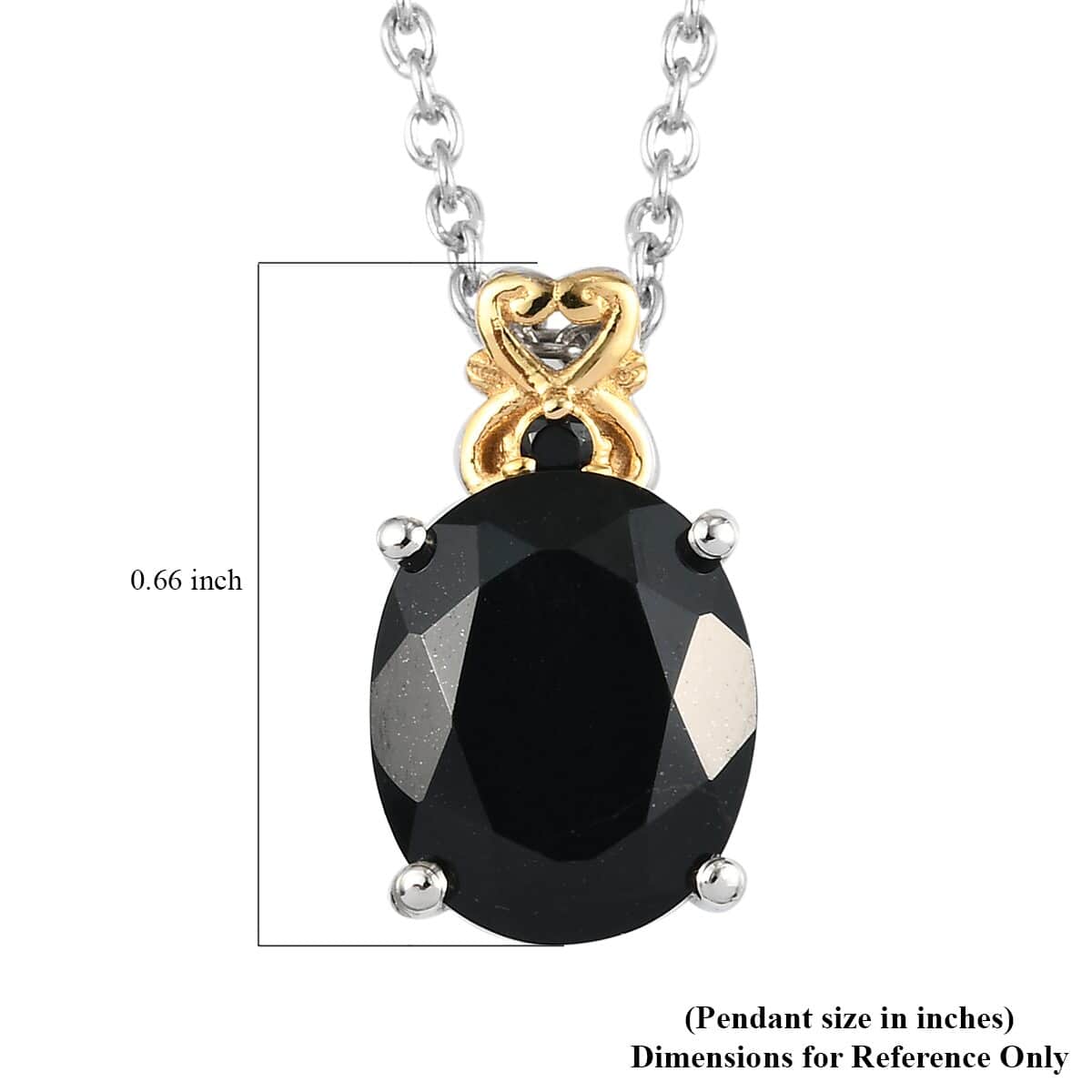 Australian Black Tourmaline and Thai Black Spinel Pendant Necklace 20 Inches in Vermeil YG and Platinum Over Sterling Silver 3.75 ctw image number 7