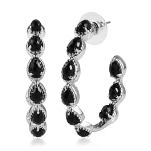 Black Onyx 7.65 ctw Earrings in Stainless Steel, Inside Out Hoops, Black Jewelry For Women