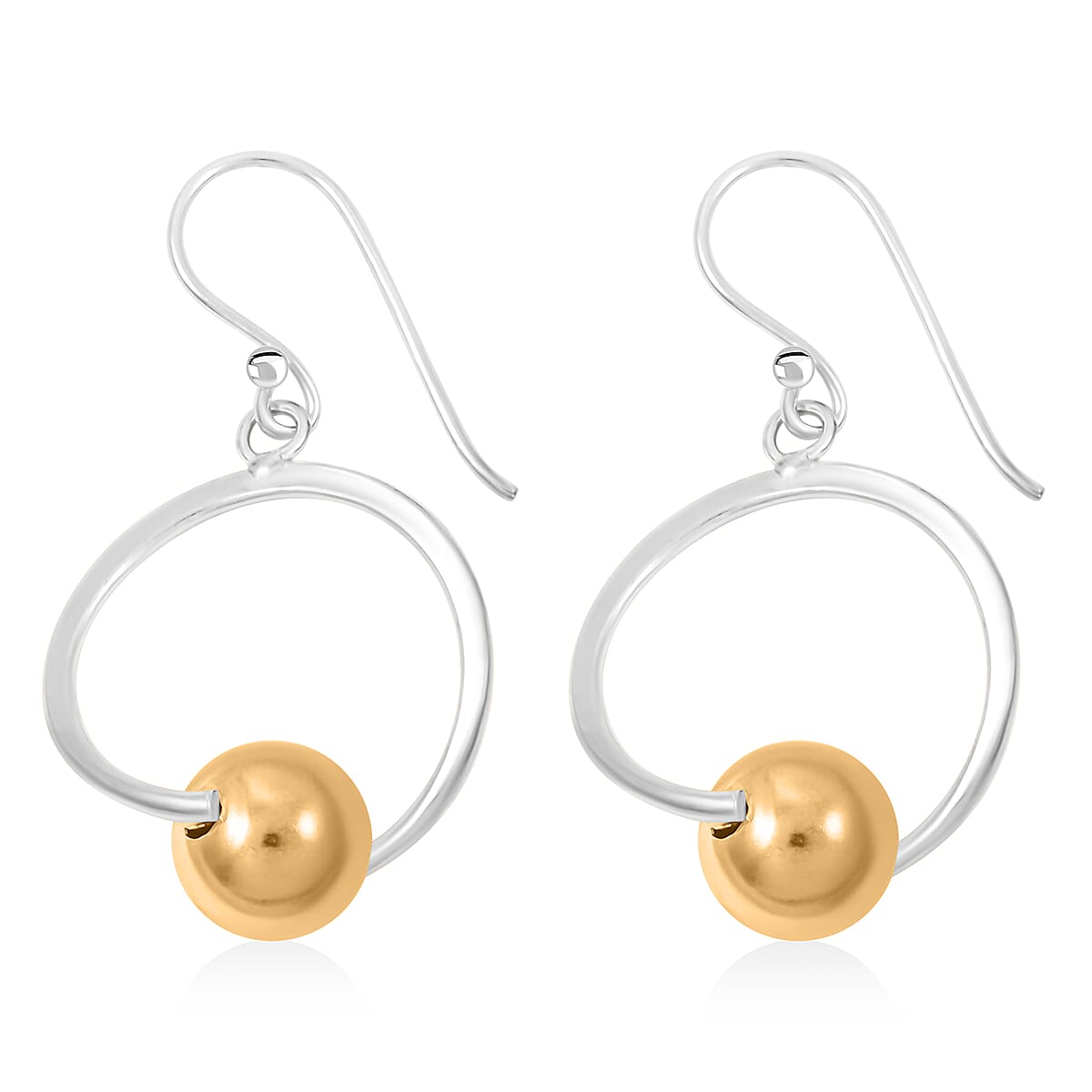 Platinum Over and 14K YG Over Sterling Silver Earrings image number 2