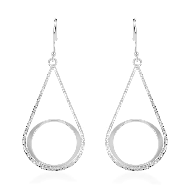 Dangle Earrings in Rhodium Over Sterling Silver 2.20 Grams