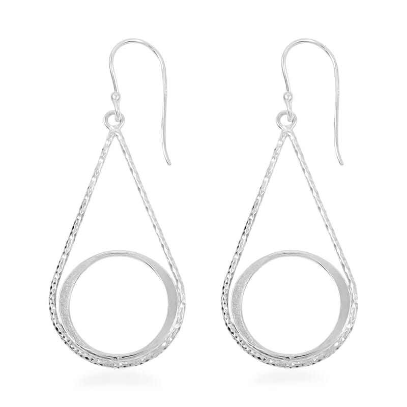 Dangle Earrings in Rhodium Over Sterling Silver 2.20 Grams