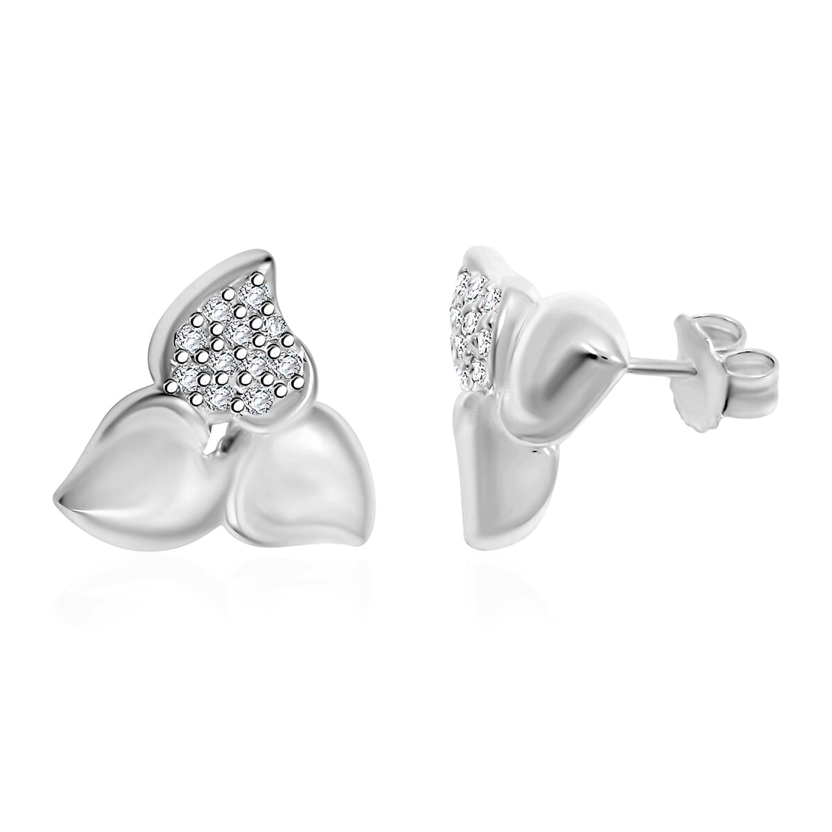Rhodium Over Sterling Silver Earrings 4.20 Grams image number 0