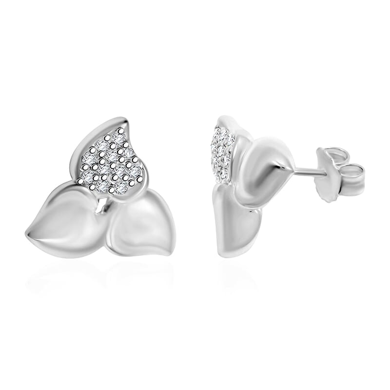 Rhodium Over Sterling Silver Earrings 4.20 Grams