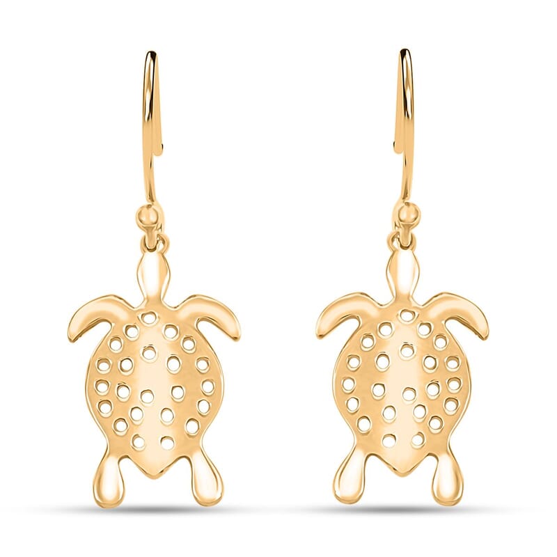 Turtle Earrings in 14K Yellow Gold Over Sterling Silver 3.20 Grams