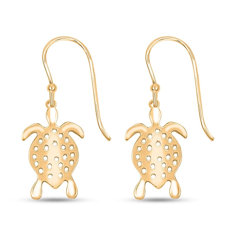 Turtle Earrings in 14K Yellow Gold Over Sterling Silver 3.20 Grams