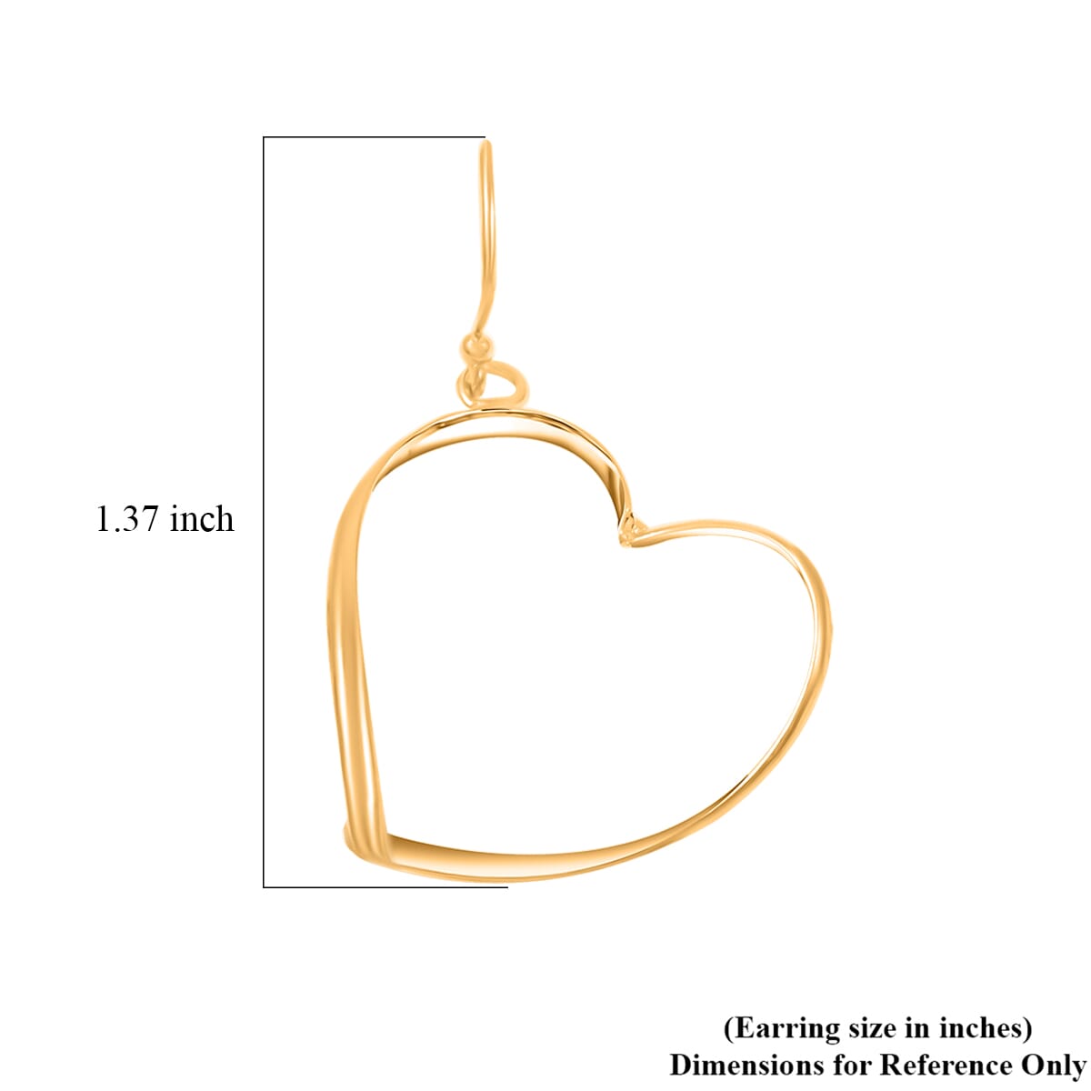 Heart Earrings in 14K Yellow Gold Over Sterling Silver 2.30 Grams image number 3