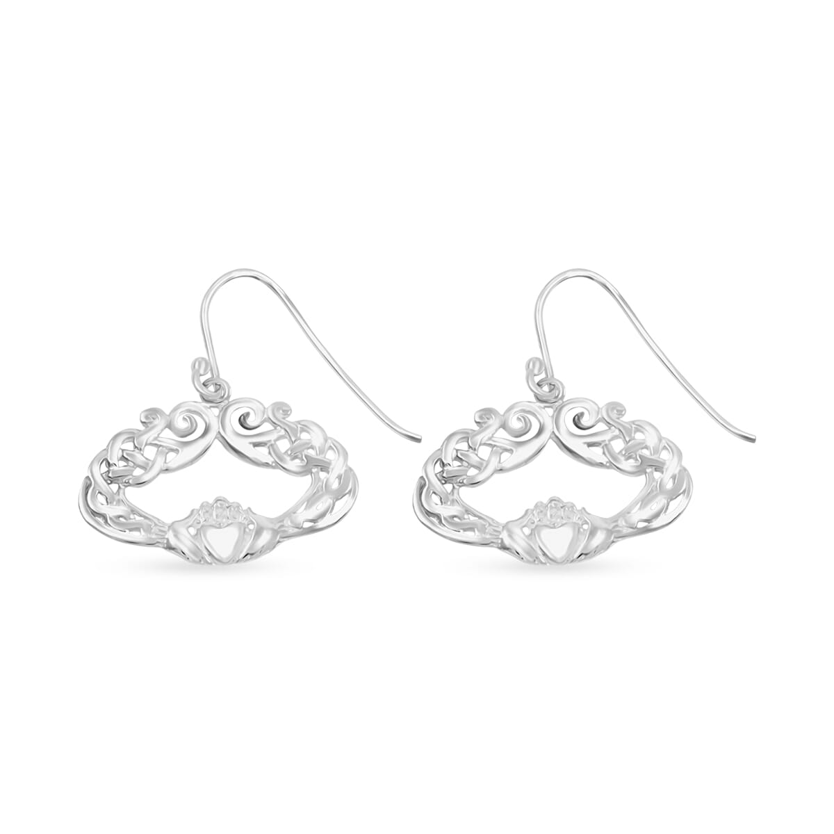Fancy Earrings in Rhodium Over Sterling Silver 3.75 Grams image number 2