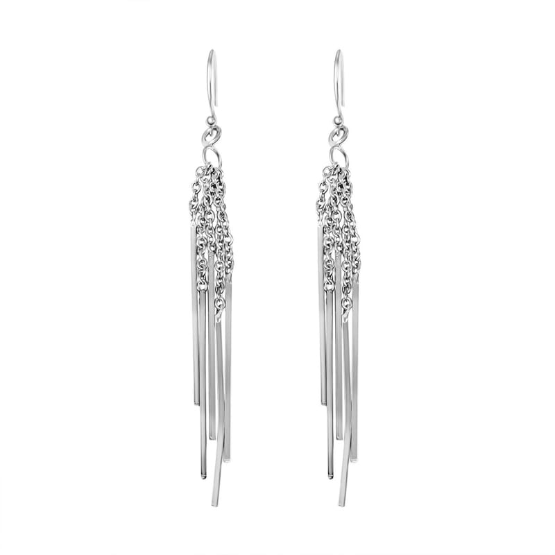 Dangle Earrings in Rhodium Over Sterling Silver 3.60 Grams