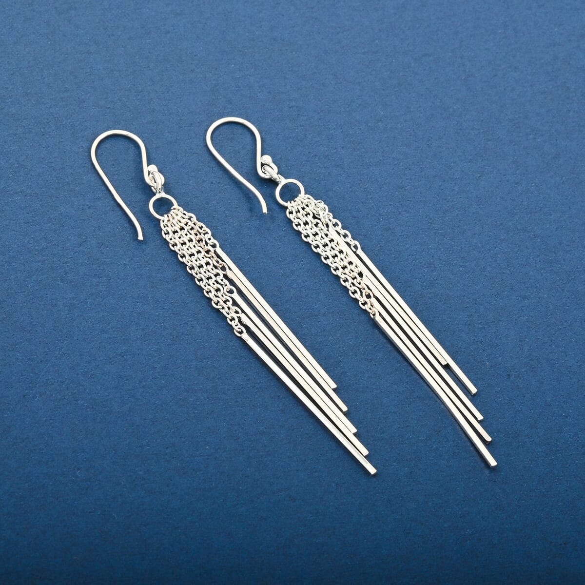 Dangle Earrings in Rhodium Over Sterling Silver 3.60 Grams image number 1