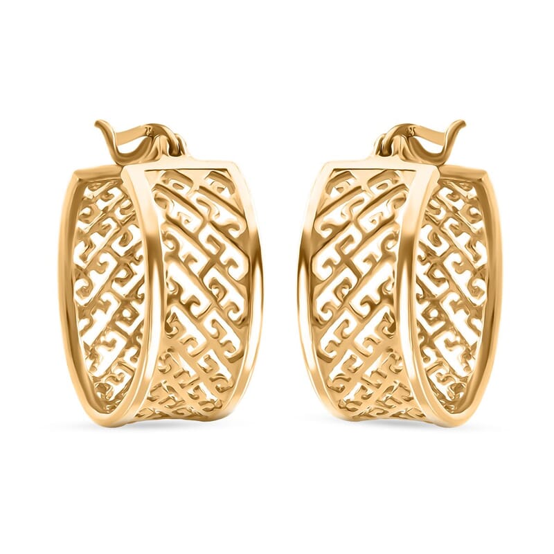 Hoop Earrings in 14K Yellow Gold Over Sterling Silver 8.60 Grams