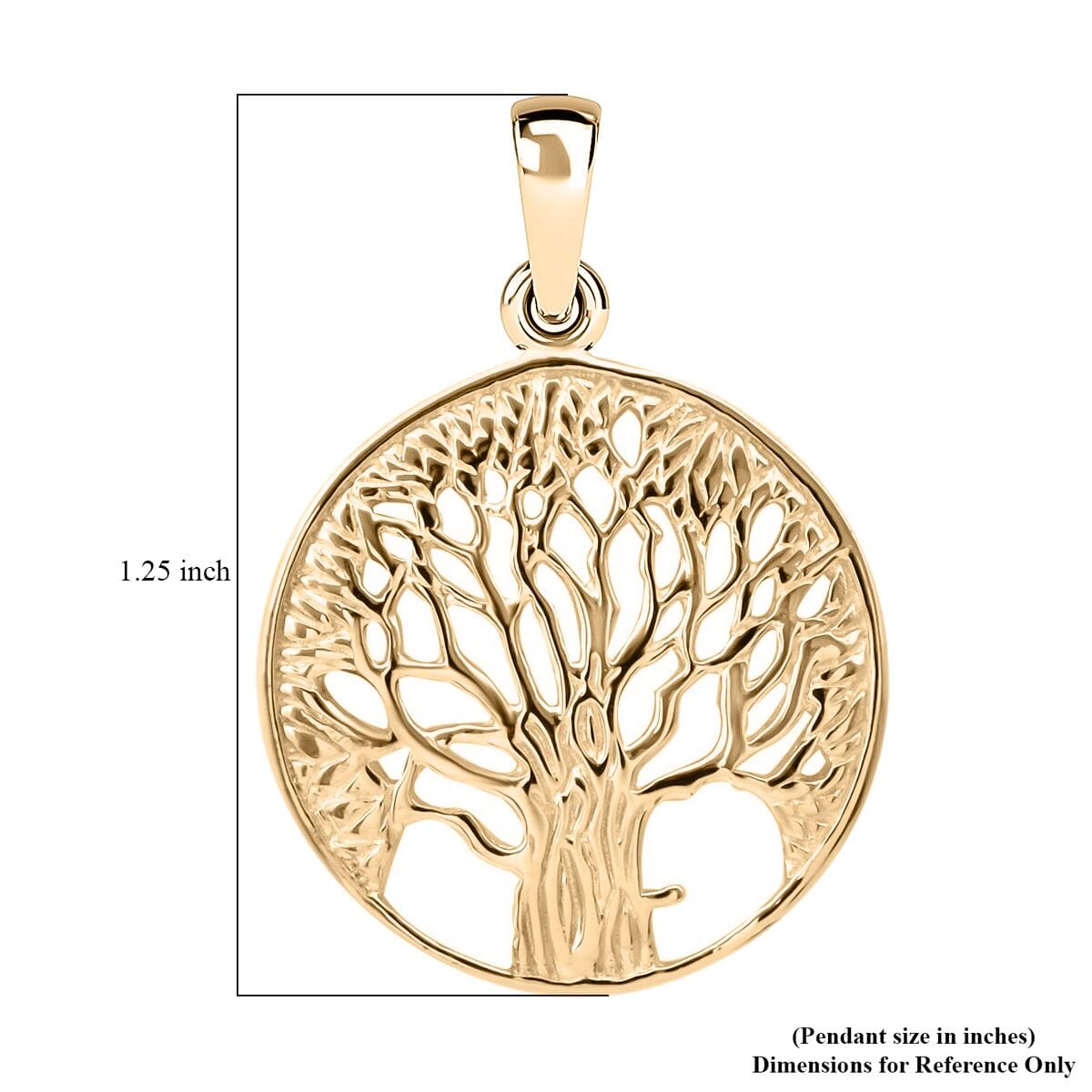 Tree of Life Pendant in YG Over Sterling Silver 3.10 Grams image number 4