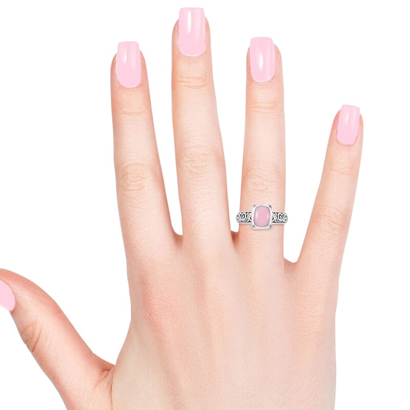 Bali Legacy Peruvian Pink Opal Ring in Sterling Silver (Size 9.0) 1.75 ctw