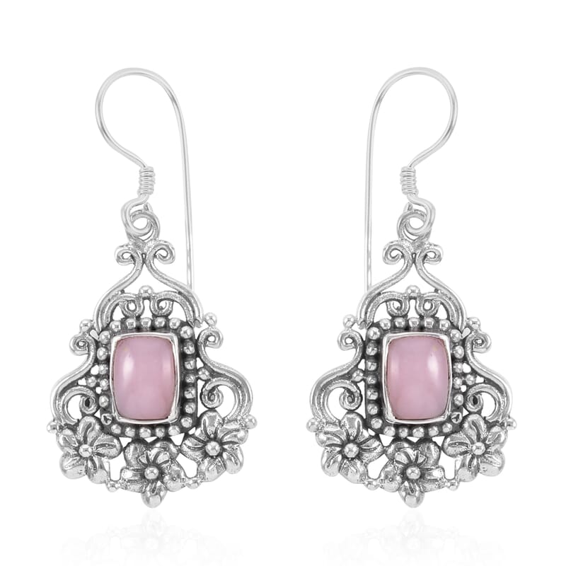 Bali Legacy Peruvian Pink Opal Earrings in Sterling Silver 2.28 ctw