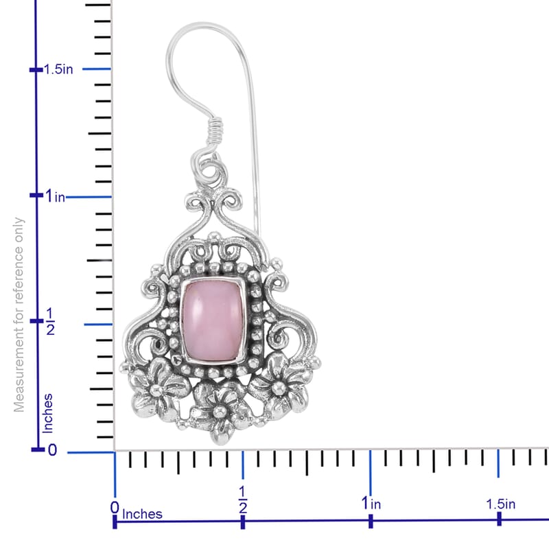 Bali Legacy Peruvian Pink Opal Earrings in Sterling Silver 2.28 ctw