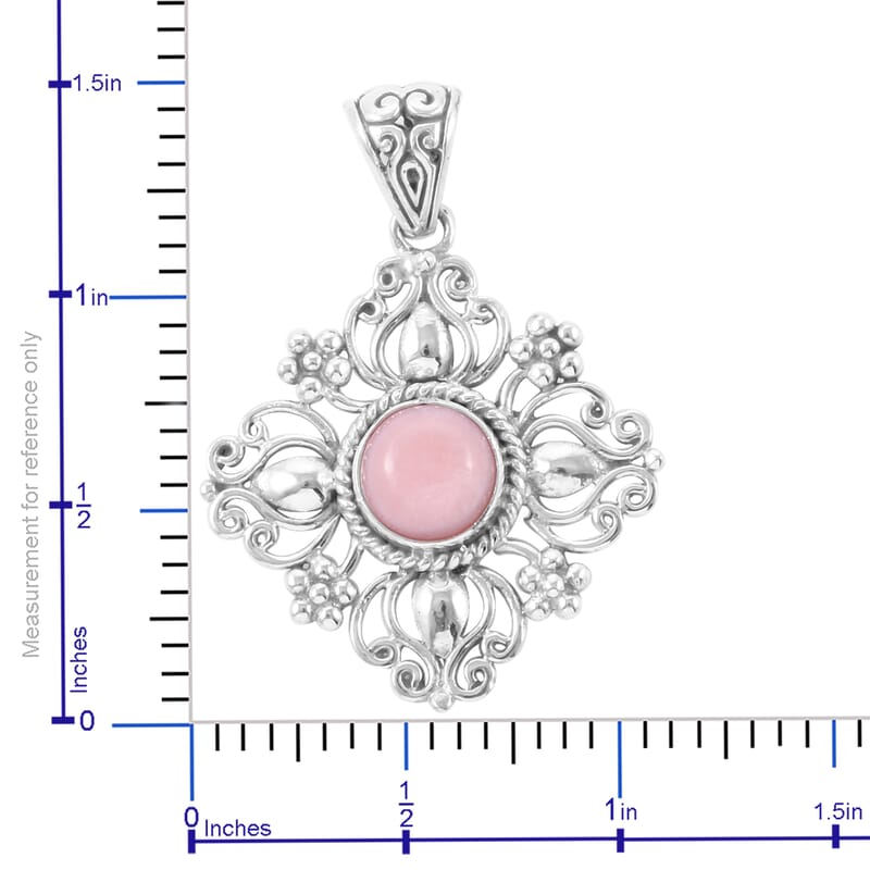 Bali Legacy Peruvian Pink Opal Pendant in Sterling Silver 2.30 ctw