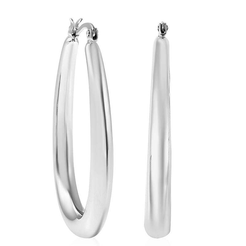 Facet Hoop Earrings in Stainless Steel