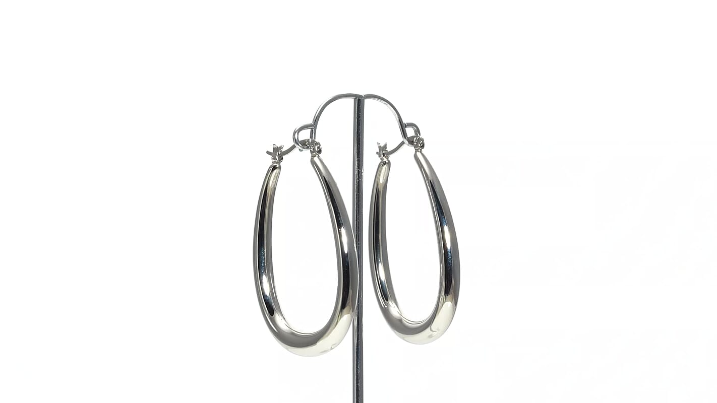 Elongated Hoop Earrings in Stainless Steel