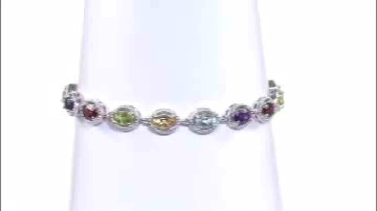 7.05 ctw Multi Gemstone Bracelet in Platinum Over Sterling Silver (7.25 In)