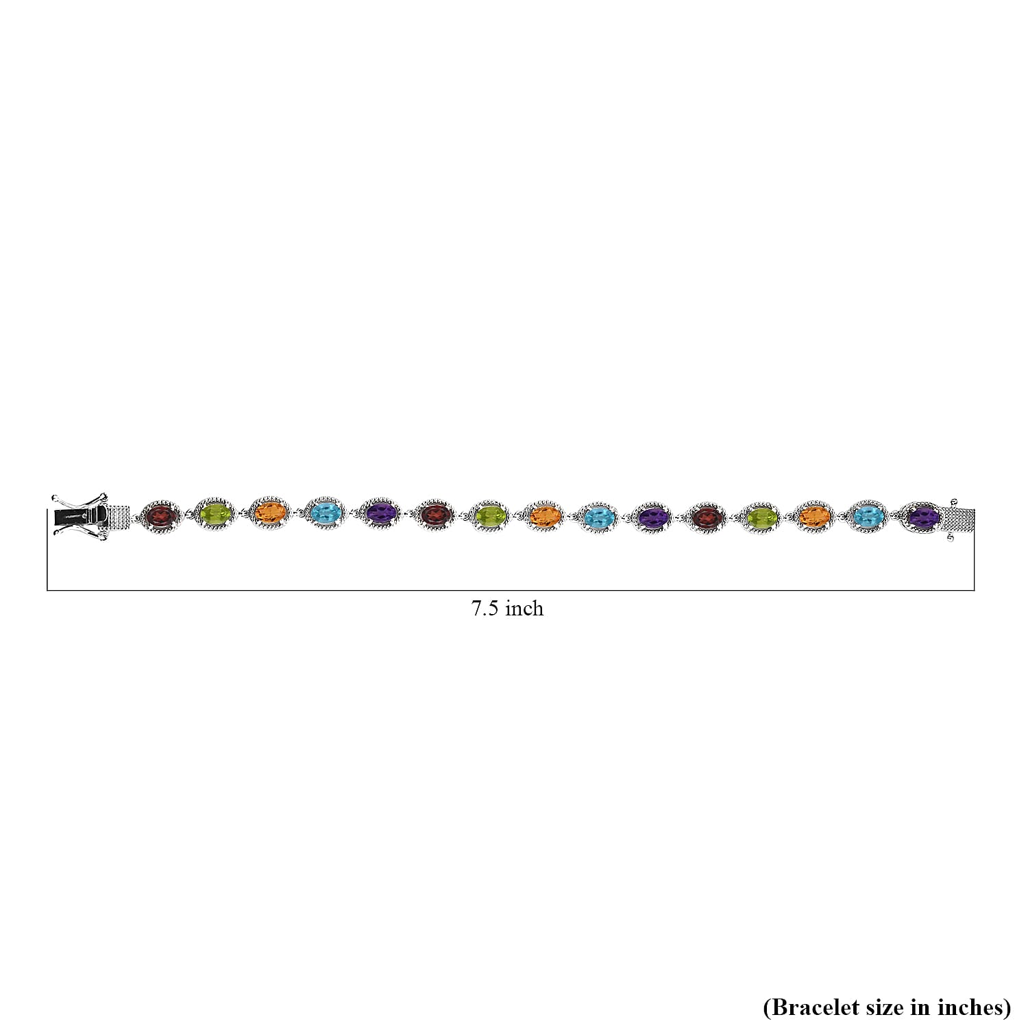 D'Joy Multi Gemstone 6.85 ctw Bracelet in Platinum Plated Sterling Silver, Silver Station Bracelet For Women, Unique Birthday Gifts (7.25 In)
