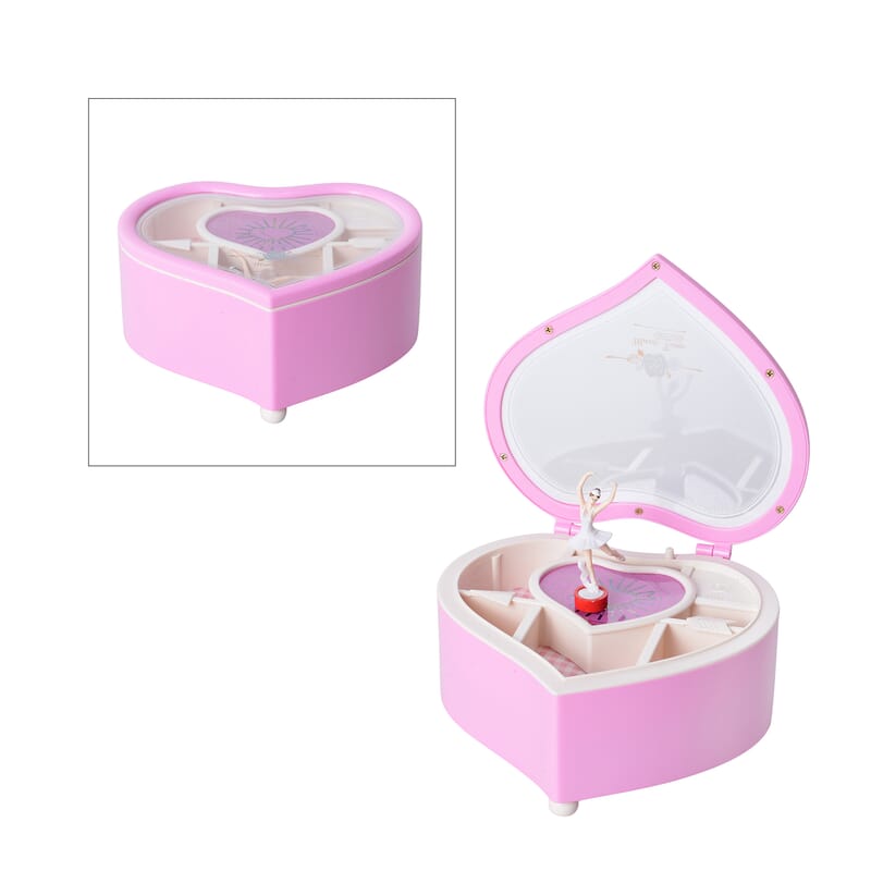 Pink Heart Shape Music Box with Removable Magnetic Dancer 