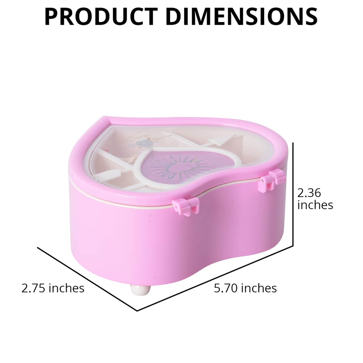 Pink Heart Shape Music Box with Removable Magnetic Dancer  image number 3