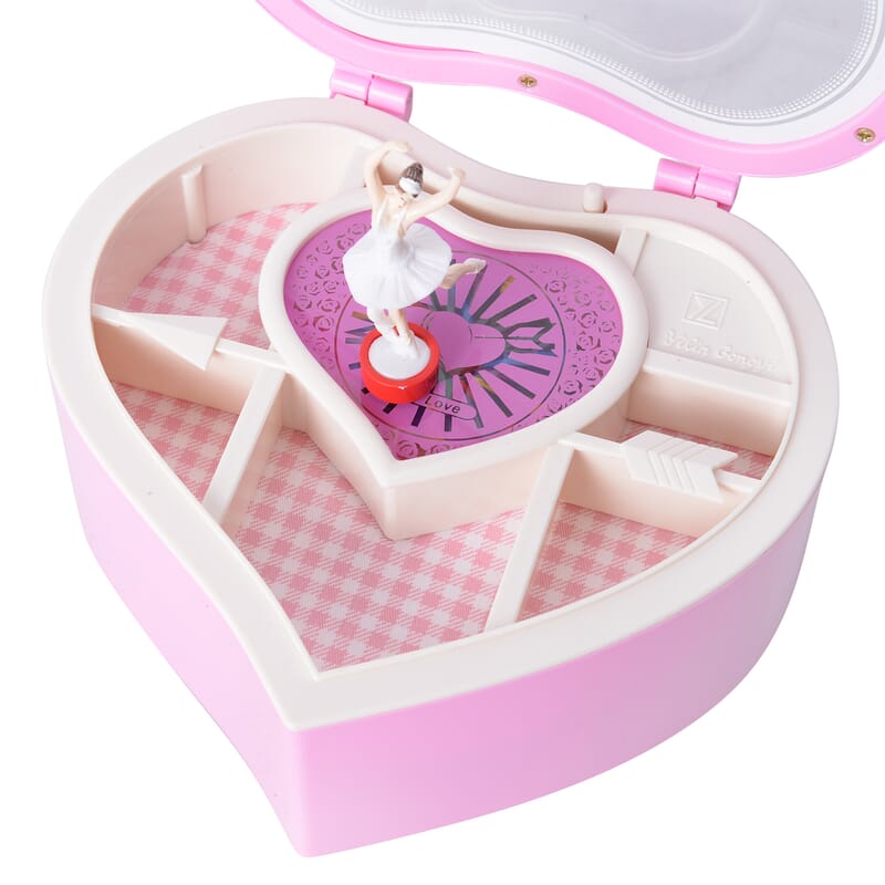 Pink Heart Shape Music Box with Removable Magnetic Dancer 