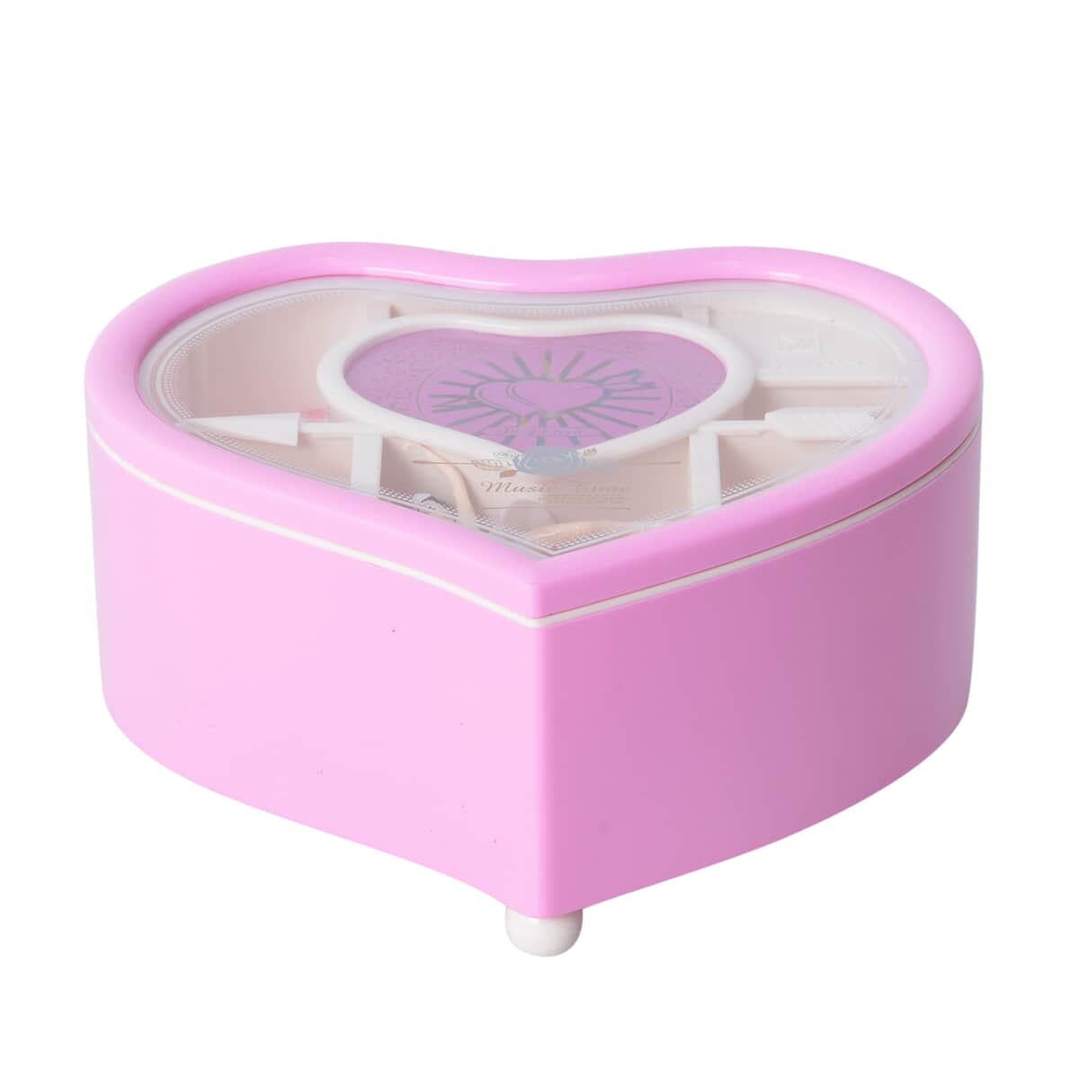 Pink Heart Shape Music Box with Removable Magnetic Dancer  image number 6