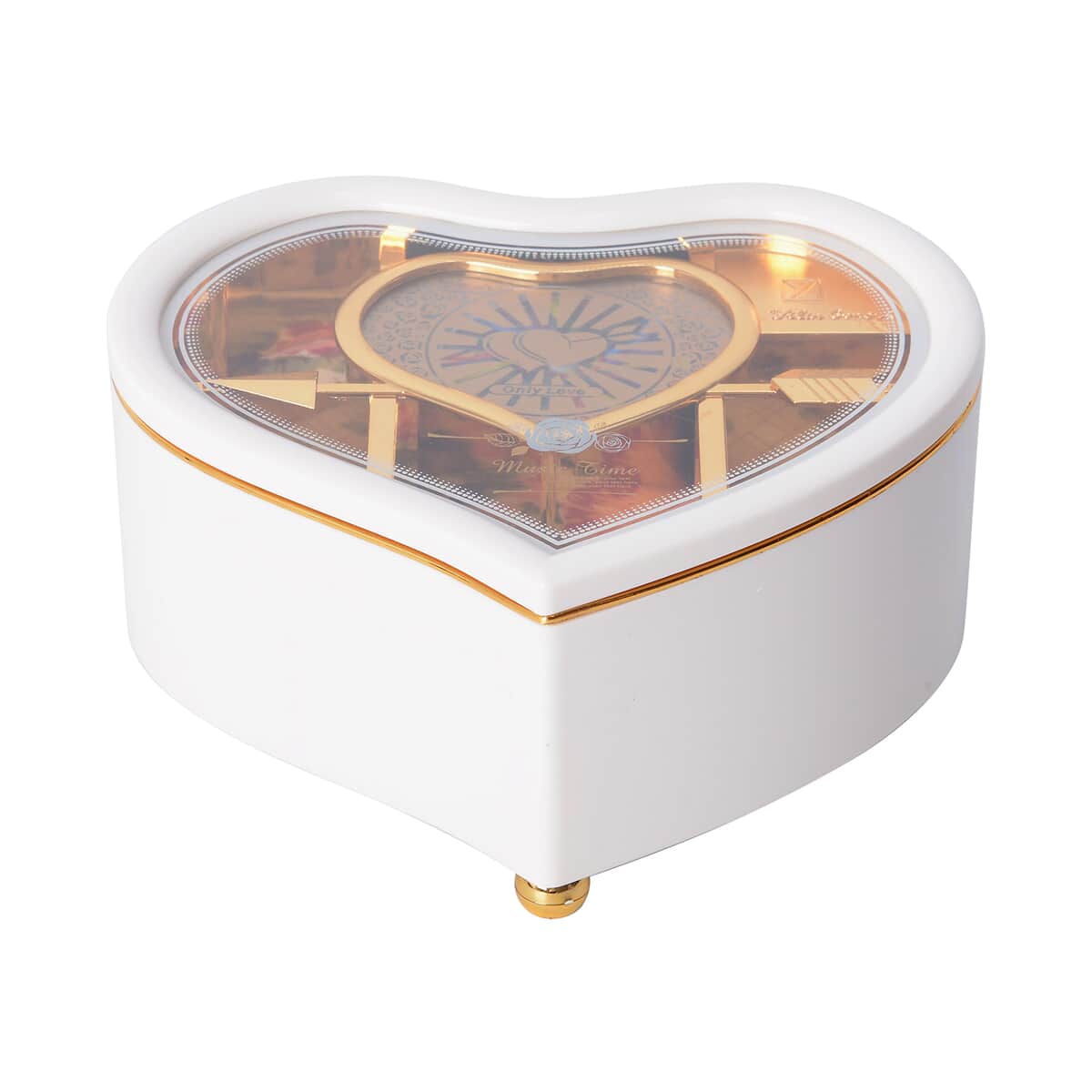 White Heart Shape Music Box with Removable Magnetic Dancer image number 6