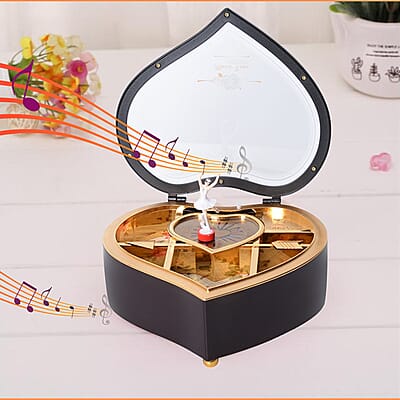Brown Heart Shape Music Box with Removable Magnetic Dancer