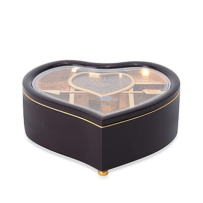 Brown Heart Shape Music Box with Removable Magnetic Dancer