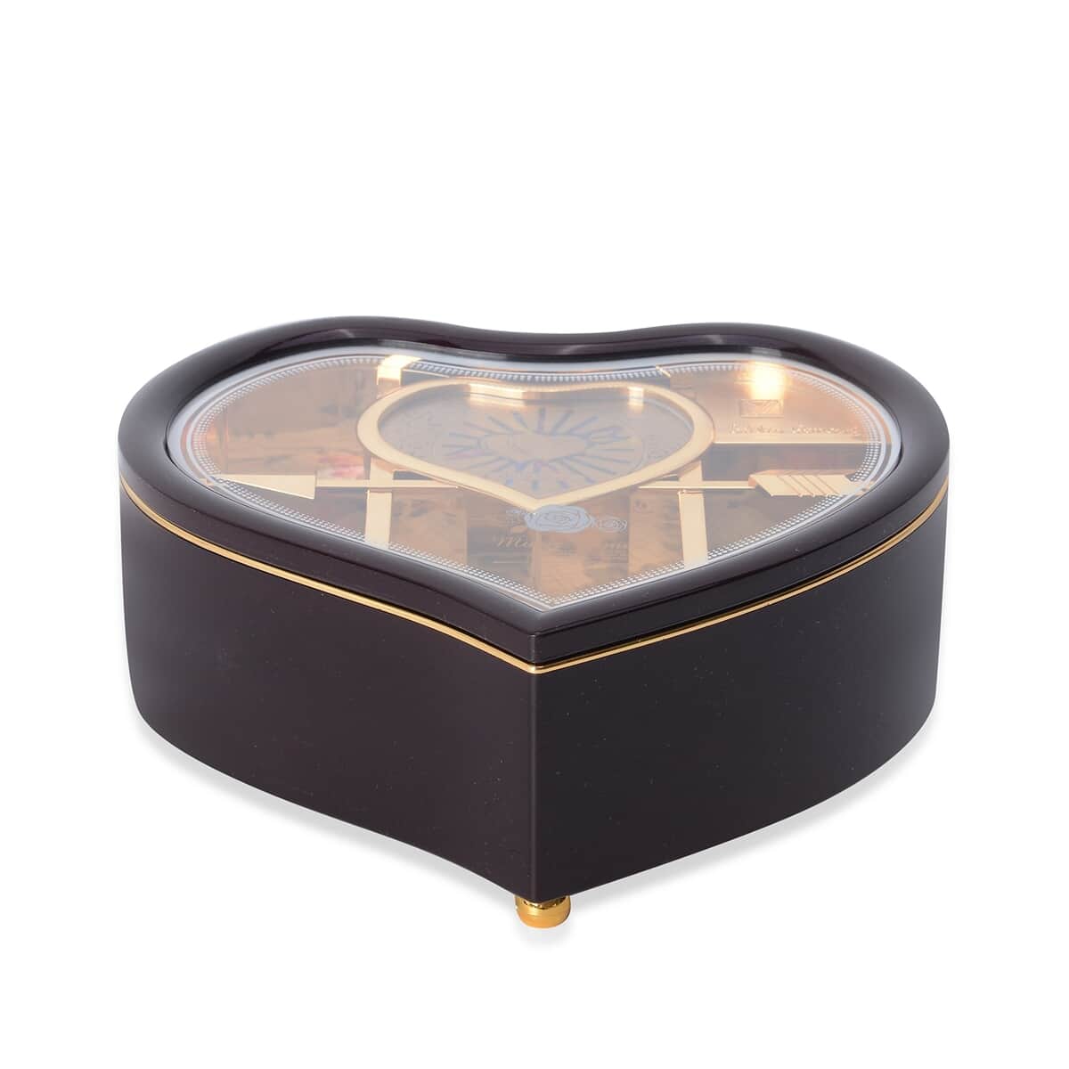 Brown Heart Shape Music Box with Removable Magnetic Dancer image number 6