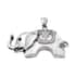 White Howlite and Austrian Crystal Elephant Pendant With Collar Necklace 15 Inches in Stainless Steel 50.00 ctw image number 2