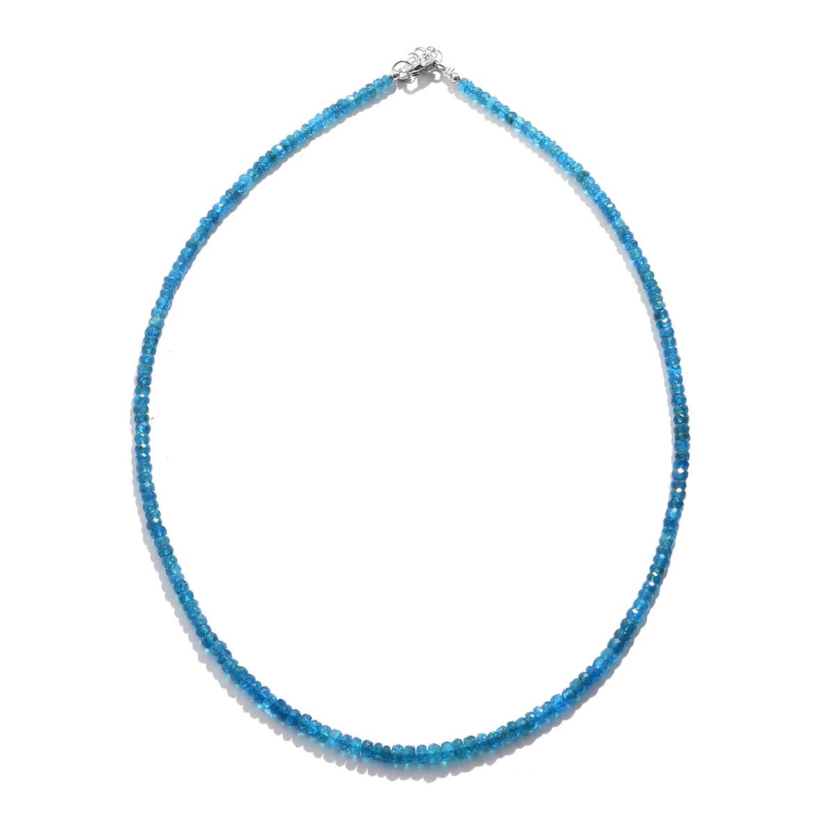 SUPER FIND Malgache Neon Apatite Faceted Beaded Necklace 18 Inches in Sterling Silver 50.00 ctw image number 0