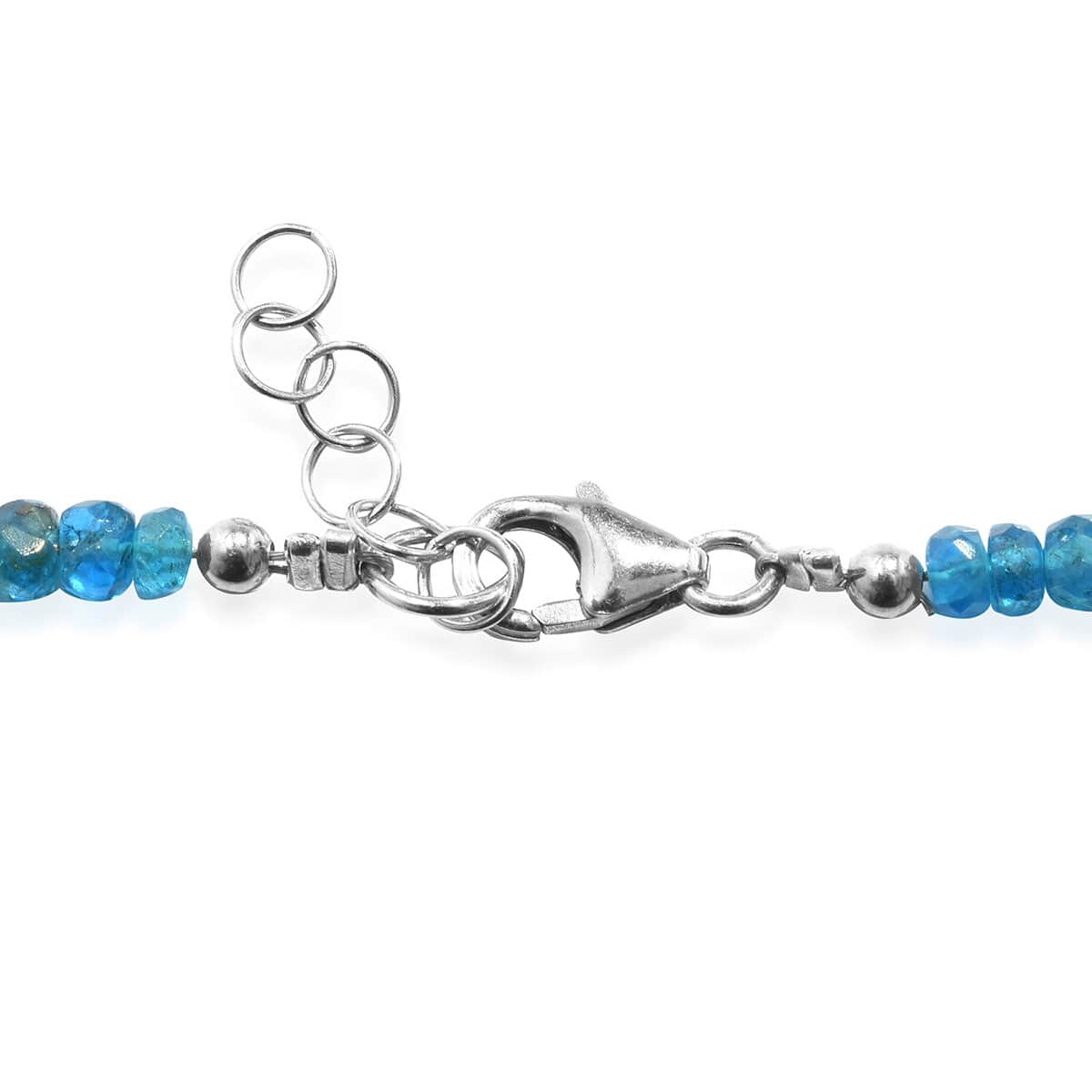 SUPER FIND Malgache Neon Apatite Faceted Beaded Necklace 18 Inches in Sterling Silver 50.00 ctw image number 3