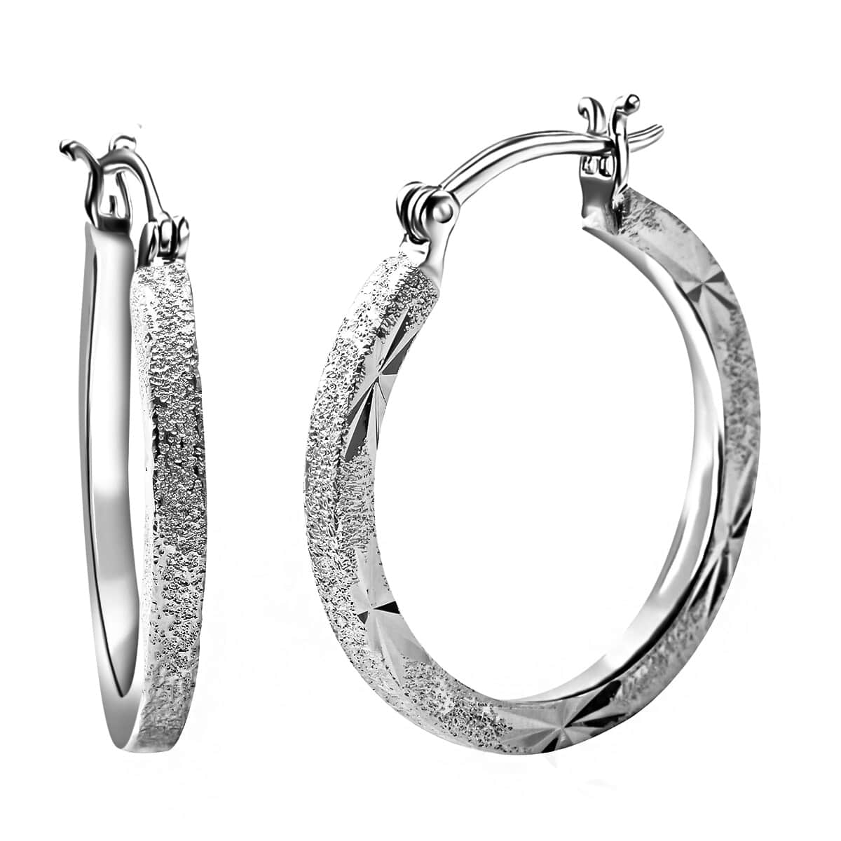 Sterling Silver Hoop Earrings 3.30 Grams image number 0