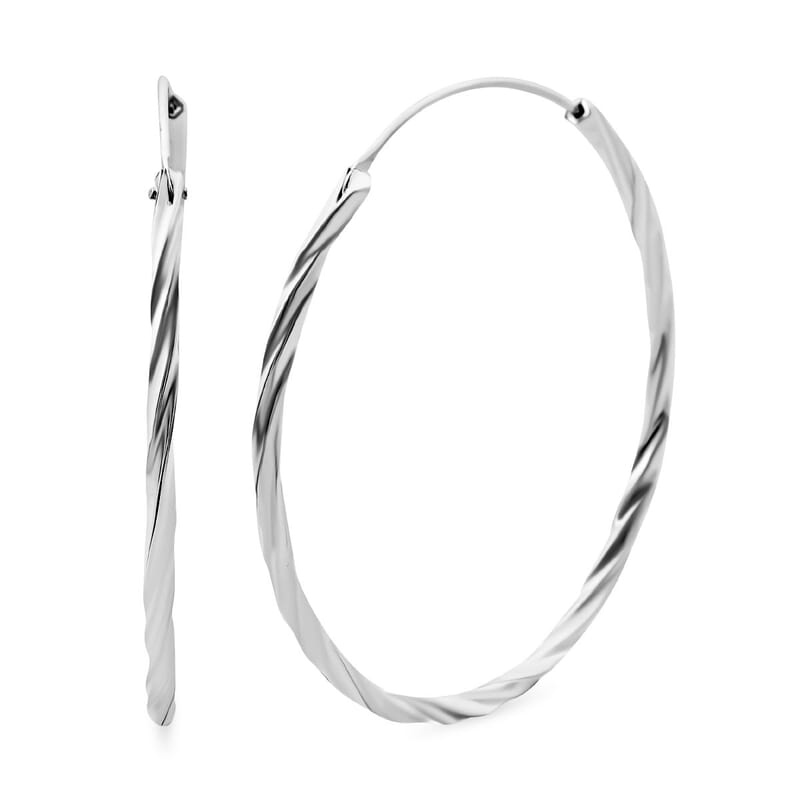 Twisted Hoop Earrings in Sterling Silver 4.40 Grams