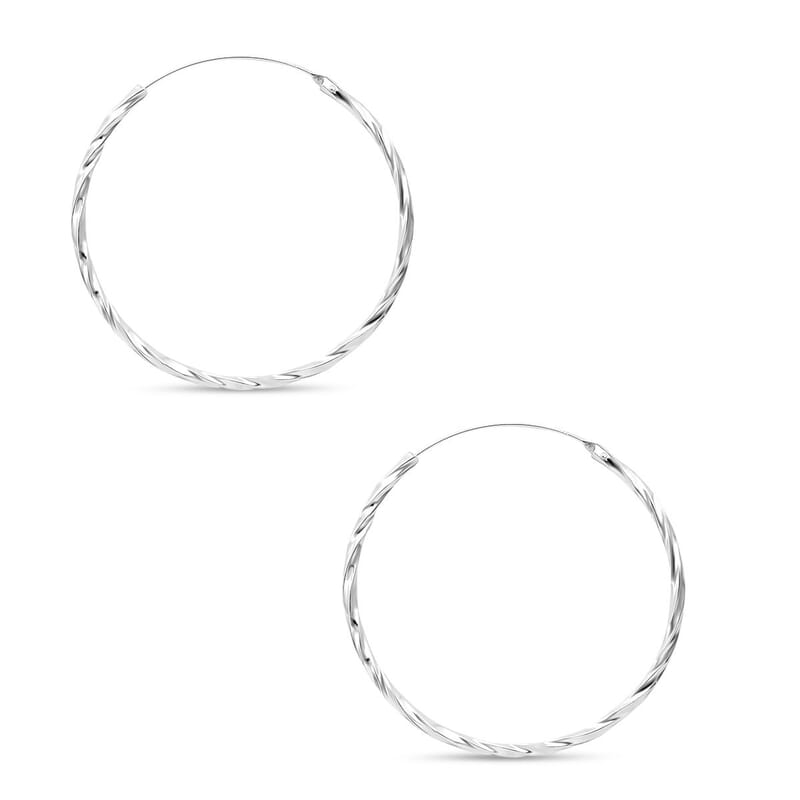 Twisted Hoop Earrings in Sterling Silver 4.40 Grams