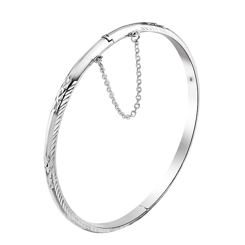 Sterling Silver Diamond Cut Bangle Bracelet (7.50 in) 7.85 Grams