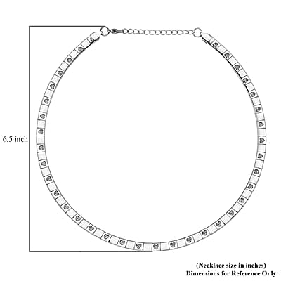 Omega Heart Pattern Collar Necklace in Stainless Steel 15.50 Grams 17-19 Inches